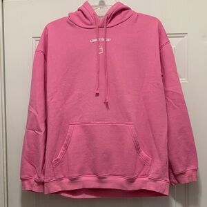 LONELY GHOST Text Me When You Get Home Pink Hoodie Size Large
